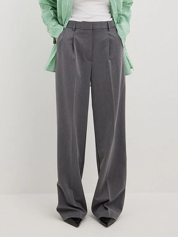 Pantaloni Da Completo Gamba Larga Vita Alta Donna Misto Poliestere Dritti Larghi Ufficio Business