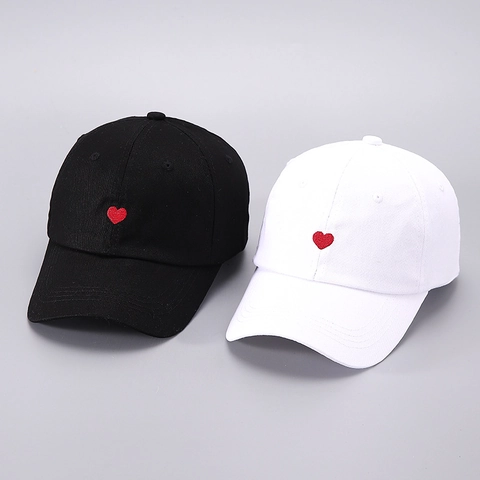 Gorra De Béisbol Bordado Corazón Simple Algodón Ajustable Casual Deporte Al Aire Libre Sombrero Sol Unisex