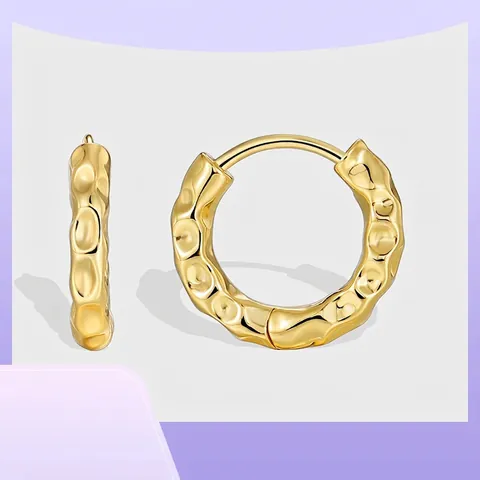 Onregelmatige Gehamerde Textuur Creolen Voor Vrouwen 18K Verguld Koper Minimalistische Statement Oorbellen Mode Sieraden