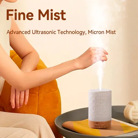 Ultrasonic Aroma Diffuser Crackle Texture Humidifier Wood Grain Base LED Light Silent Aromatherapy Machine USB