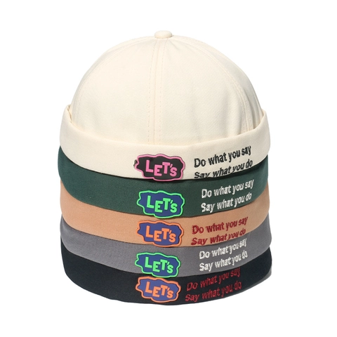 Cappello Docker In Cotone Berretto Senza Tesa Lettera Ricamata Miki Hat Streetwear Regolabile Cupola Unisex Casual