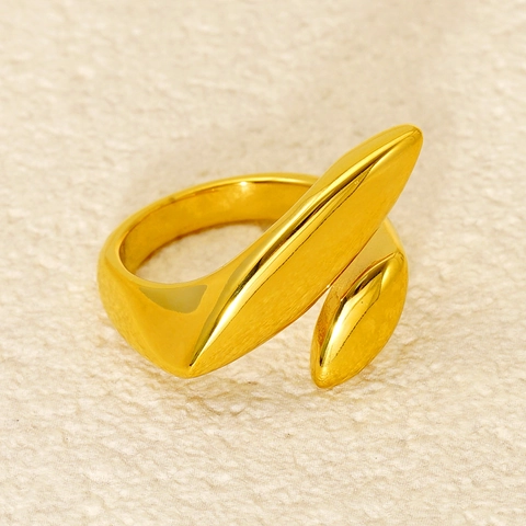 Irreguliere Open Ring Vloeibaar Metaal 18K Verguld Roestvrij Staal Geometrisch Minimalistisch Statement Sieraden Dames