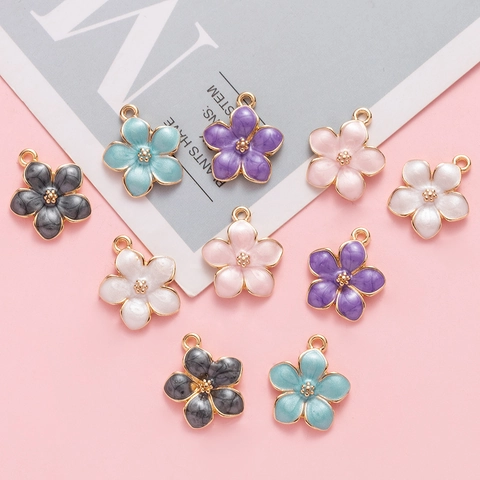 Ciondoli A Fiore Di Ciliegio In Lega Smalto Charms Per Creazione Di Gioielli Fai Da Te Accessori Centro In Strass Sakura