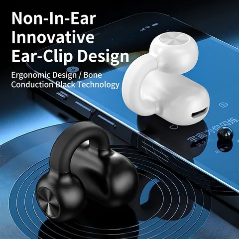 Drahtlose Clip-On-Ohrhörer Open Ear Bluetooth 5.3 Kopfhörer Geräuschunterdrückung Ergonomisches Silikon Sport-Headset