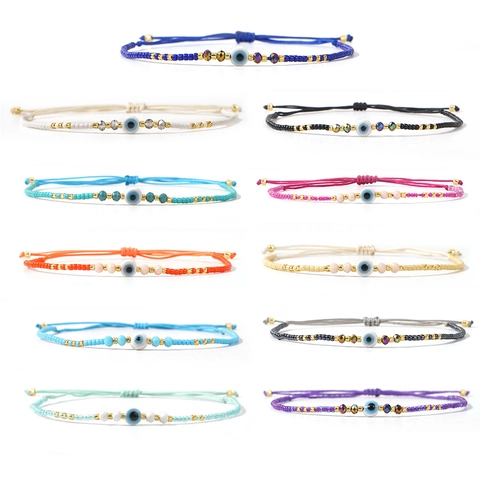 Bracciale Con Perline Malocchio Bohemia Per Donna Corda Intrecciata A Mano Bracciale Con Cordino Regolabile Gioielli Charm Etnico Spiaggia Estiva