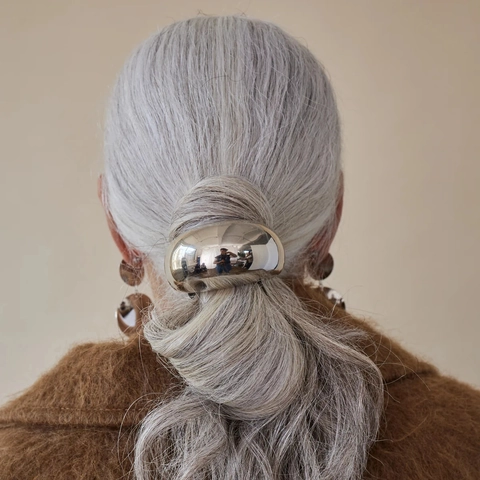 Roestvrijstalen Paardenstaarthouder Haar Cuff Minimalistisch Gepolijst Metaal Haarelastiek Elastisch Touw Vrouwen Sieraden