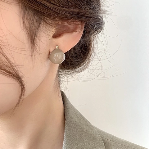 Vintage Hoop Earrings For Women With Earring Post Glazed Resin Copper Jewelry French Niche Style