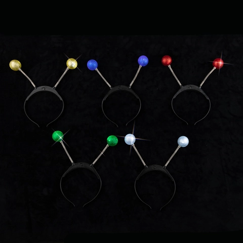 LED Alien Antenne Stirnband Leuchtend Glitzerball Feder Haarreif Für Halloween Party Konzert Kostüm Zubehör