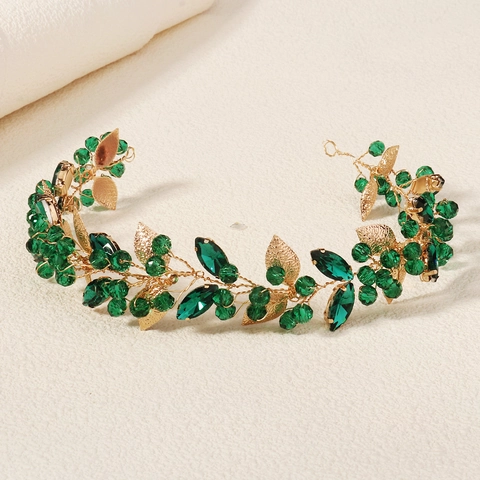 Enredadera Pelo Hecha a Mano Hoja Strass Boda Nupcial Dorado Plateado Cristal AB Accesorios Pelo Para Mujer
