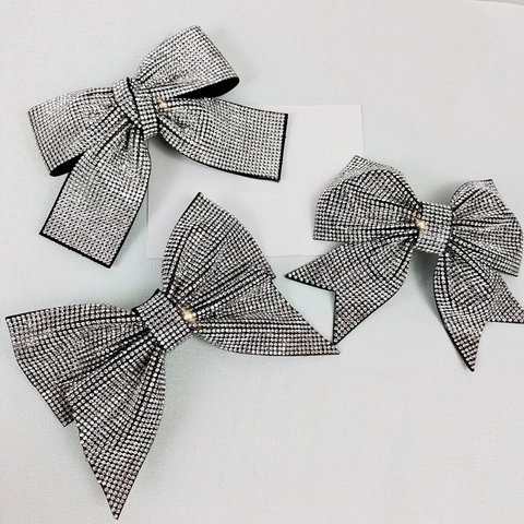 Sparkling Rhinestone Bow Hair Clip Elegant Bowknot Spring Clip Fashion Hair Accessories For Women Girls