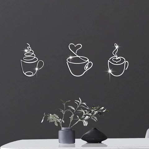 Coffee Cup Wall Decor Iron Minimalist Line Art Metal Hanging For Kitchen Cafe Restaurant Home Decor