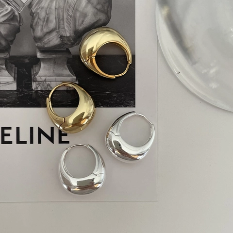 925 Sterling Silver Oval Dome Stud Earrings Minimalist Mirror Polish Chunky Teardrop Fashion Jewelry For Women