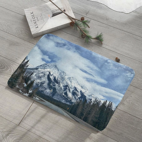 Winter Schnee Wald Szene Türmatte Flanell Absorbierend Rutschfest Eingang Teppich Für Bad Küche Wohnzimmer Home Dekor