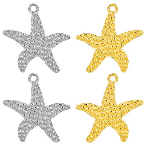 Textured Starfish Pendant Accessory Stainless Steel Minimalist Ocean Charms For Necklace Making Gold Silver Color