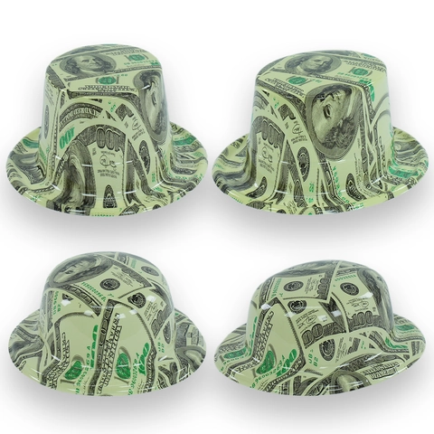 Sombrero De Copa Fiesta Plástico Estampado Billete Dólar Bombín Para Carnaval Festival Disfraz Cosplay Accesorio Caballero