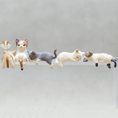 Statuine Miniatura Gatto Cane PVC Plastica Animali Appesi Bordo Tazza Scrivania Cruscotto Auto Decorazione Kawaii
