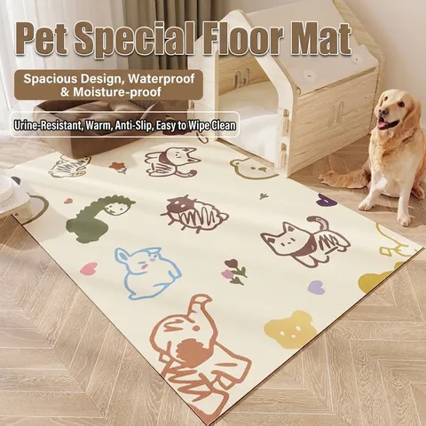 Tappetino Per Animali Impermeabile Pelle PVC Antiscivolo Resistente Ai Graffi Cartone Animato Cane Gatto Gabbia