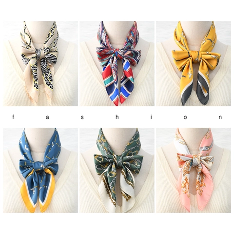 Foulard Quadrato In Raso Di Raso Da Donna Stampa Catena Cavallo Retrò Elegante Bandana Accessorio Per Capelli