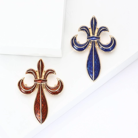 Fleur-De-Lis Brosche Für Damen Vintage Französischer Hofstil Emaille Legierung Corsage Pin Schmuck Zubehör Mode Elegant