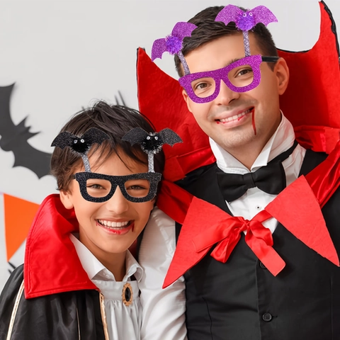 Halloween Bat Party Glasses Glitter Spooky Eyeglasses Frame Spring Bat Photography Props Festive Costume Accessories