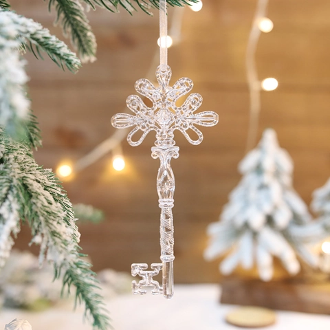 Transparent Christmas Tree Ornament Plastic Snowflake Star Elk Angel Icicle Pendant For Festive Home Decor Party Decoration