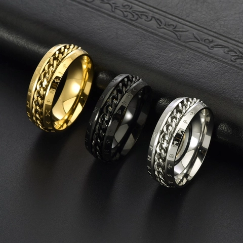 Viking Rune Draaibare Kettingring Voor Heren Dames Titaniumstaal Noordse Spinner Vingerring Vintage Punk Stijl Sieraden Cadeau