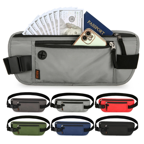 Men Nylon Oxford Waist Bag Waterproof RFID Blocking Multifunctional For Running Traveling Cycling Sporty