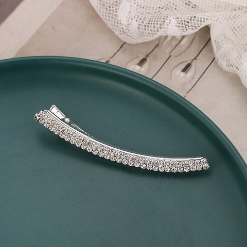 Strass Entenschnabel Haarklammer Legierung Funkelnde Gebogene Haarnadel Elegante Silberne Kopfbedeckung Accessoire