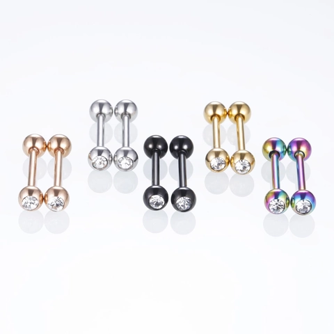 Piercing De Lengua Pendientes Barbell Acero Inoxidable Zircón Piedra Clara Joyas Para Hombres Mujeres Simple Elegante