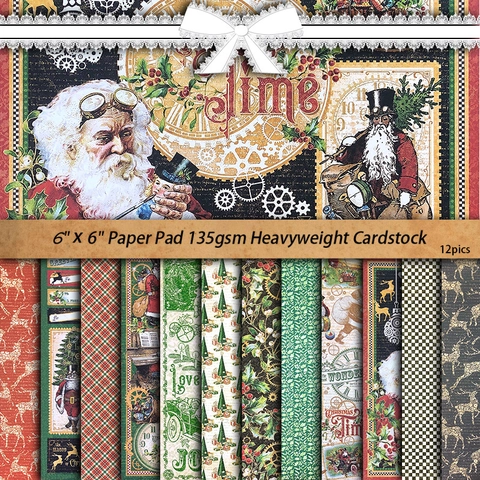 Carta Per Scrapbook Vintage Natale Steampunk Sfondo Decorativo Per DIY Journaling Creazione Di Biglietti Retro