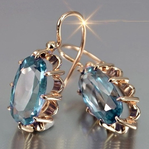 Pendientes De Gota De Circón Ovalado Vintage Cobre Estilo Palacio Gancho Francés Joyería Elegante