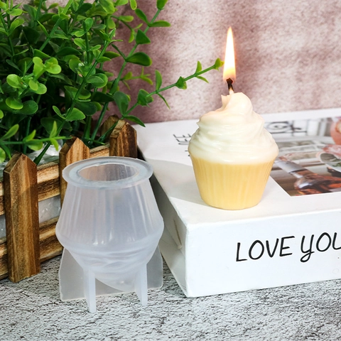 3D Ice Cream Cupcake Silicone Mold Heat Resistant Flexible For Scented Candle Making DIY Resin Crafts