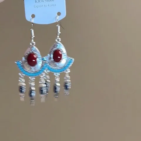 Orecchini A Nappa Etnici Vintage Per Donna Con Fiore Farfalla Strass E Perno In Argento Sterling 925