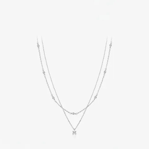S925 Sterling Silver Moissanite Double Layer Necklace For Women D Color VVS1 Pendant Necklace With GRA Certificate Jewelry Gift