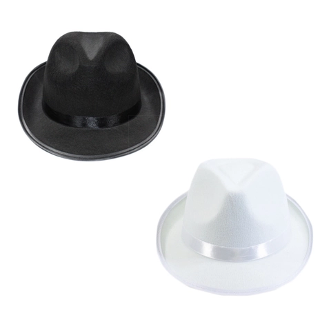 Classic Fedora Hat Polyester Felt Satin Ribbon Retro Jazz Style Gentleman Stage Performance Magic Show Colorful