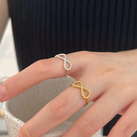 Anello Simbolo Infinito Argento Sterling 925 Perlato Minimalista Aperto Regolabile Gioielli Di Moda Per Donne