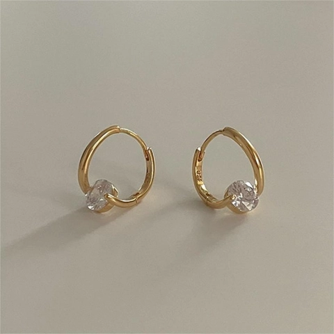 Orecchini A Cerchio In Argento Sterling 925 Con Zirconia Cubica Rotonda Minimalisti Geometrici Stile Coreano Per Donna