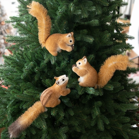 Ornamenti Per Albero Di Natale Scoiattolo Realistici Simulazione Animale Appeso Pendenti Decorazione Festiva Marrone