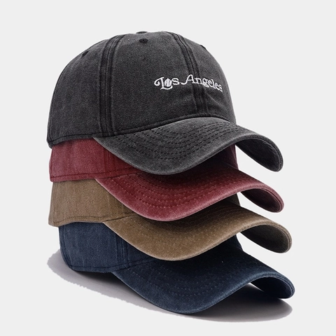 Cappellino Da Baseball In Cotone Lavato Vintage Los Angeles Ricamato Visiera Curva Regolabile Casual Unisex
