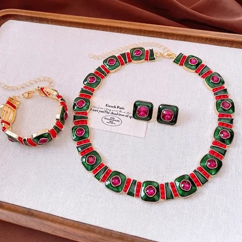 Gioielli Da Palazzo Vintage Collana Bracciale E Orecchini In Lega Smaltata Con Perno In Argento Per Donne Retrò Francese