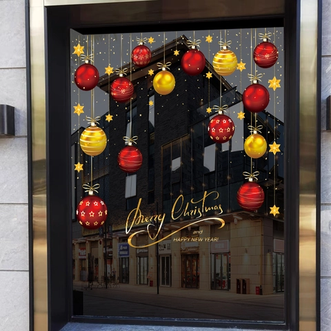 Christmas Window Cling Static Stickers PVC Double Sided Glass Decal Holiday Ornaments Tree Decoration Reusable