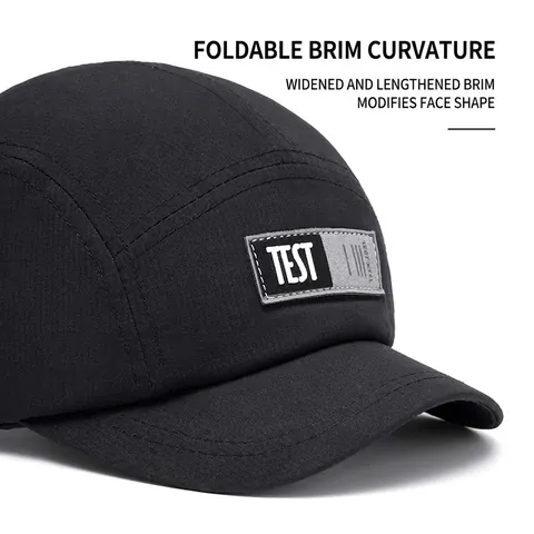 Gorra Camp De Cinco Paneles Visera Corta Transpirable Ajustable Deporte Al Aire Libre Béisbol Color Sólido Para Hombres Mujeres