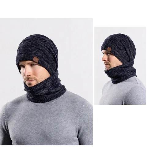 Cappello In Maglia Invernale Scaldacollo Sciarpa Acrilico Foderato In Pile Caldo All Aperto Casual Sportivo Unisex