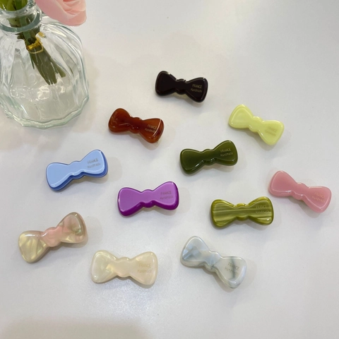Acetate Bowknot Hair Clip Handmade Korean Minimalist Sweet Jelly Color Duckbill Side Hairpin Women Girls