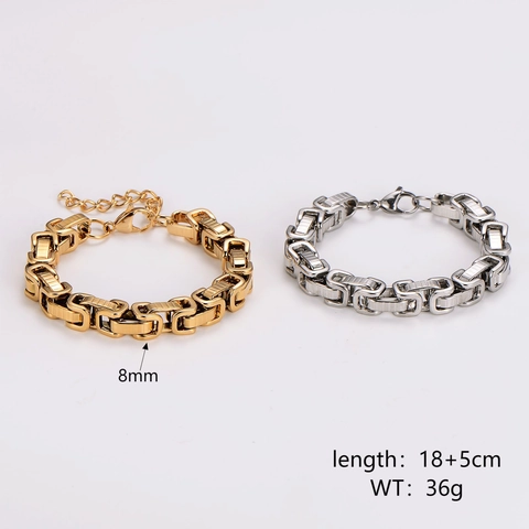 Bracciale da Uomo in Acciaio Inossidabile Catena a Scatola Quadrata Bizantina Hip Hop Lucidato Metallo Gioielli Regalo