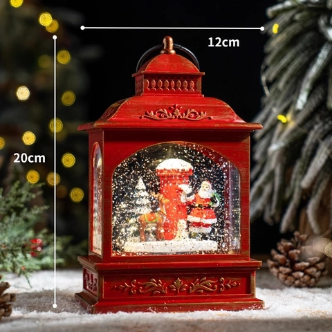 Lanterna Palla Di Neve Di Natale LED Illuminata Effetto Neve Musicale Babbo Natale Renna Decorazione Da Tavolo Retro