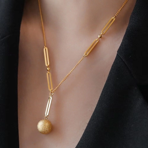 Collana Con Pendente A Sfera Satinata Per Donna Acciaio Inossidabile Catena Asimmetrica Gioielli Geometrici A Forma Di Y Oro Elegante