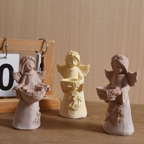 Winged Angel Girl Portrait Silicone Mold For DIY Candlestick Plaster Epoxy Resin Succulent Flower Pot Crafting