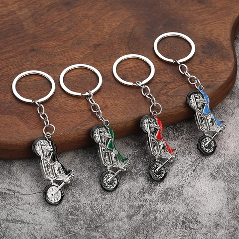 Creatieve Zinklegering Motorfiets Model Sleutelhanger Druppelolie Emaille Biker Stijl Sleutelring Voor Mannen Souvenir Cadeau