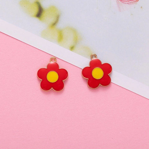 Ciondoli A Forma Di Fiore A Cinque Petali Colorati In Lega Smalto Per Creazione Gioielli Fai Da Te Orecchini Collana